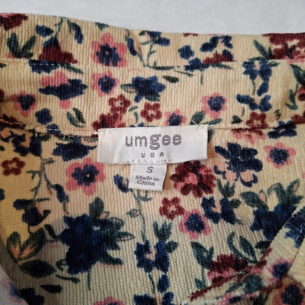 Umgee Floral Corduroy Dress Sz S Button Front Babydoll Western Boho Cowgirl - Picture 9 of 16
